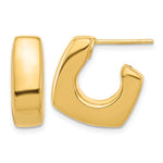 14K Polished Square J-Hoop Post Earrings - Product Photo
