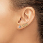 14K Yellow and White Gold Multi-color CZ Flower Post Earring Set - Product Photo