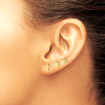 14K Yellow Gold Polished CZ Moon Cross and Crown Post Earring Set - Product Photo