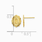 14K Yellow Gold Diamond Cut Miraculous Medal Post Earrings - Product Photo