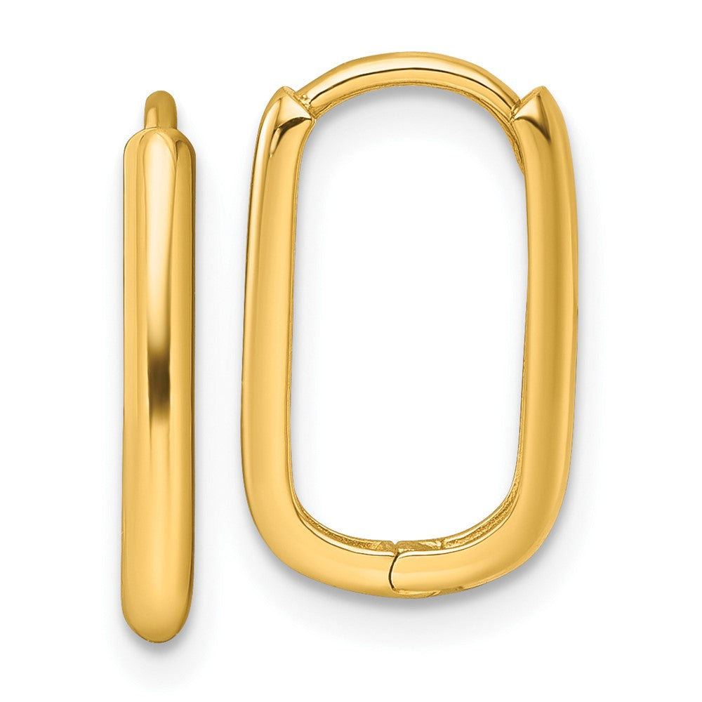 14K Yellow Gold Polished Oval Hinged Hoop Earrings