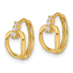 14k Polished Fancy CZ Hinged Round Hoop Earrings - Product Photo