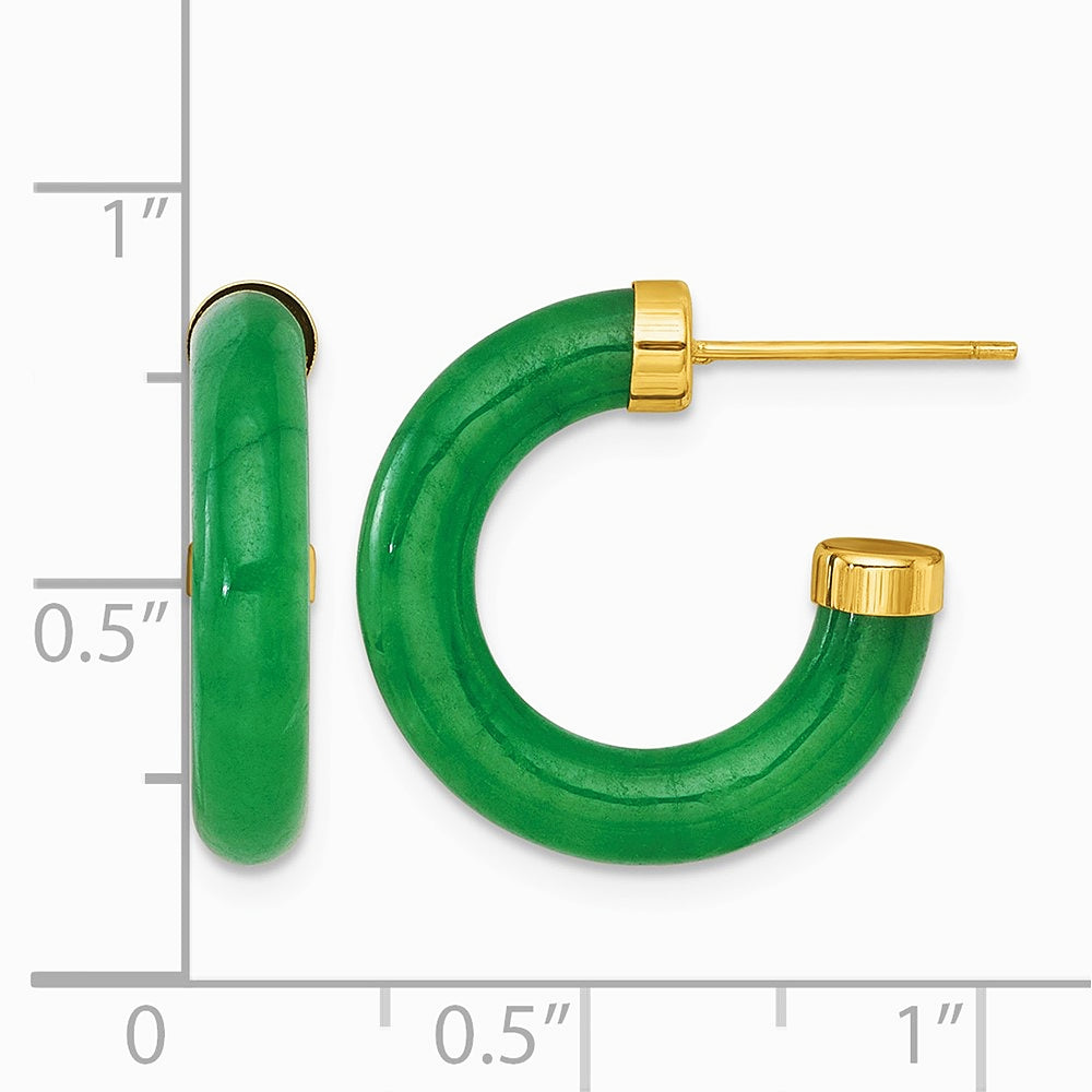 14K Yellow Gold Polished 3.8 mm Jade Post C-Hoop Earrings - Product Photo