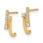 14k Polished Fancy CZ Post J-Hoop Earrings - Product Photo