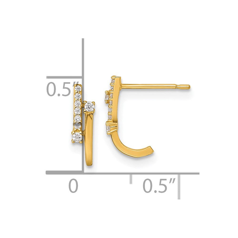 14k Polished Fancy CZ Post J-Hoop Earrings - Product Photo