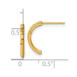 14k Polished and Beaded Post J-Hoop Earrings - Product Photo