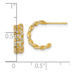 14k Polished CZ Curb Link Post C-Hoop Earrings - Product Photo