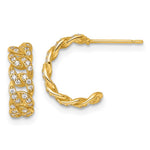 14k Polished CZ Curb Link Post C-Hoop Earrings - Product Photo