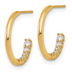 14k Polished Fancy CZ Post J-Hoop Earrings - Product Photo