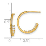14k Polished Fancy CZ Post J-Hoop Earrings - Product Photo