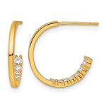 14k Polished Fancy CZ Post J-Hoop Earrings - Product Photo