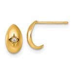 14k Polished CZ Star Post J-Hoop Earrings - Product Photo