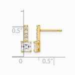 14K Yellow Gold Polished Square CZ Post Earrings - Product Photo