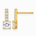 14K Yellow Gold Polished Square CZ Post Earrings - Product Photo