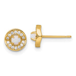 14k Polished Opal and CZ Post Earrings - Product Photo
