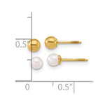 14K Yellow Gold Polished Ball and 3-4mm FWC Pearl Screwback Set of 2 Earrings - Product Photo