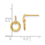 14k Polished CZ Circle Post Dangle Earrings - Product Photo