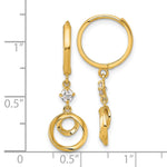 14k Twisted Dangling Circle Hinged Round Hoop Earrings - Product Photo