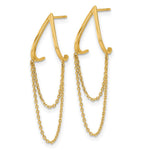 14k Polished V Design with Dangle Chain Post Earrings - Product Photo