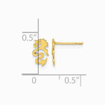 14K Yellow Gold Polished Dragon Post Earrings - Product Photo