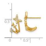 14k Polished CZ Double Butterfly Post Cuff Earrings - Product Photo