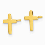 14K Yellow Gold Polished Cross Post Earrings - Product Photo