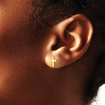14K Yellow Gold Polished Cross Post Earrings - Product Photo
