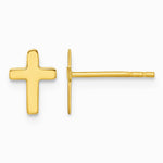 14K Yellow Gold Polished Cross Post Earrings - Product Photo