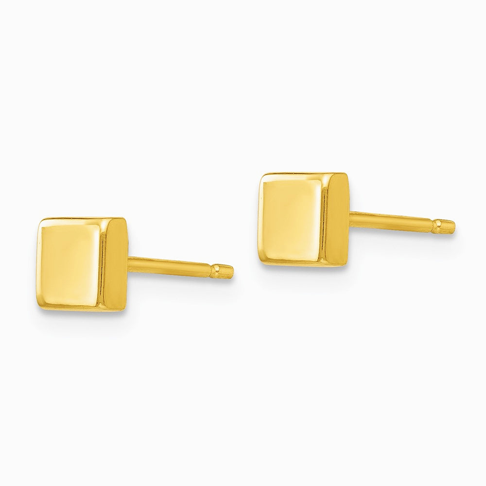 14K Yellow Gold Polished Square Post Earrings - Product Photo