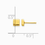 14K Yellow Gold Polished Square Post Earrings - Product Photo