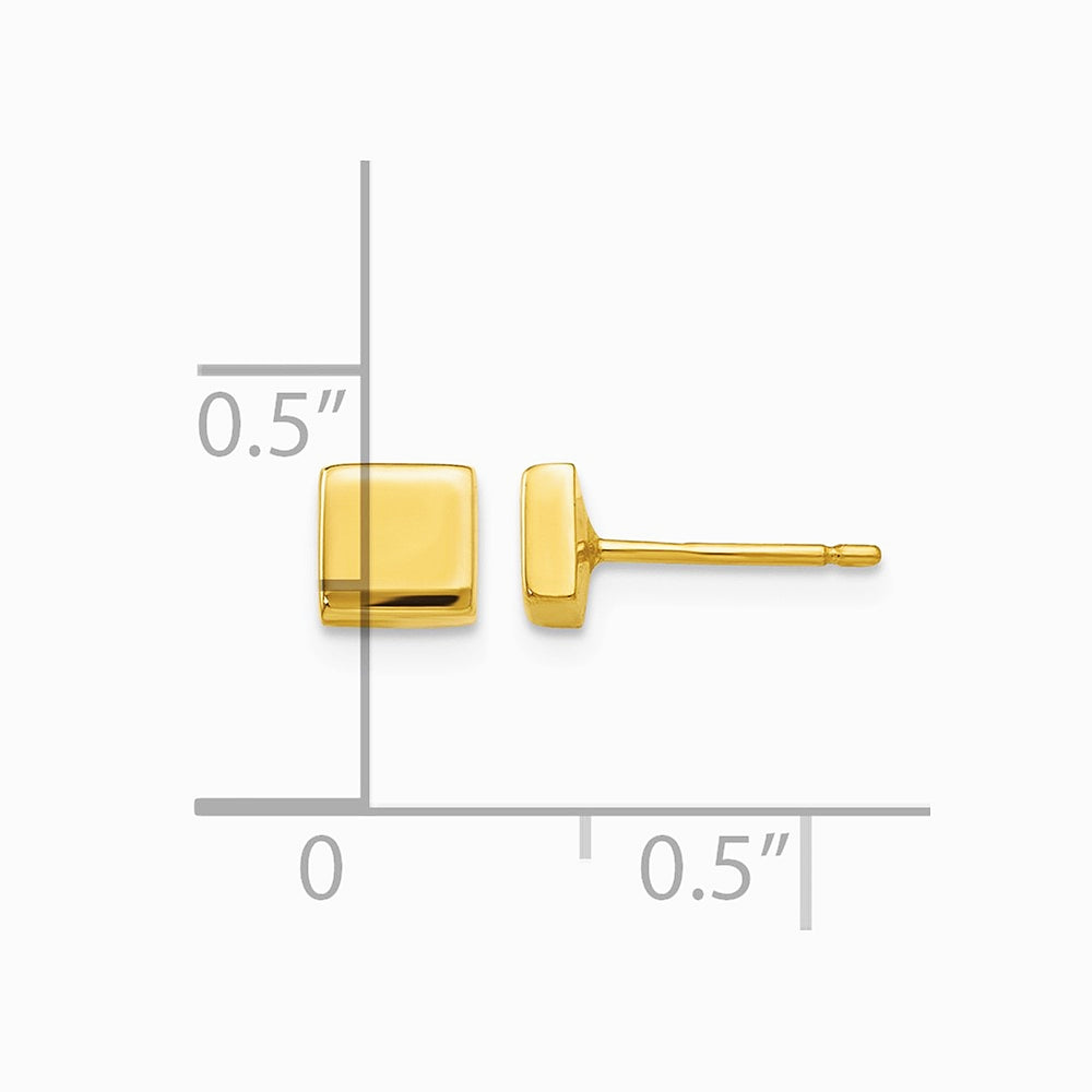 14K Yellow Gold Polished Square Post Earrings - Product Photo