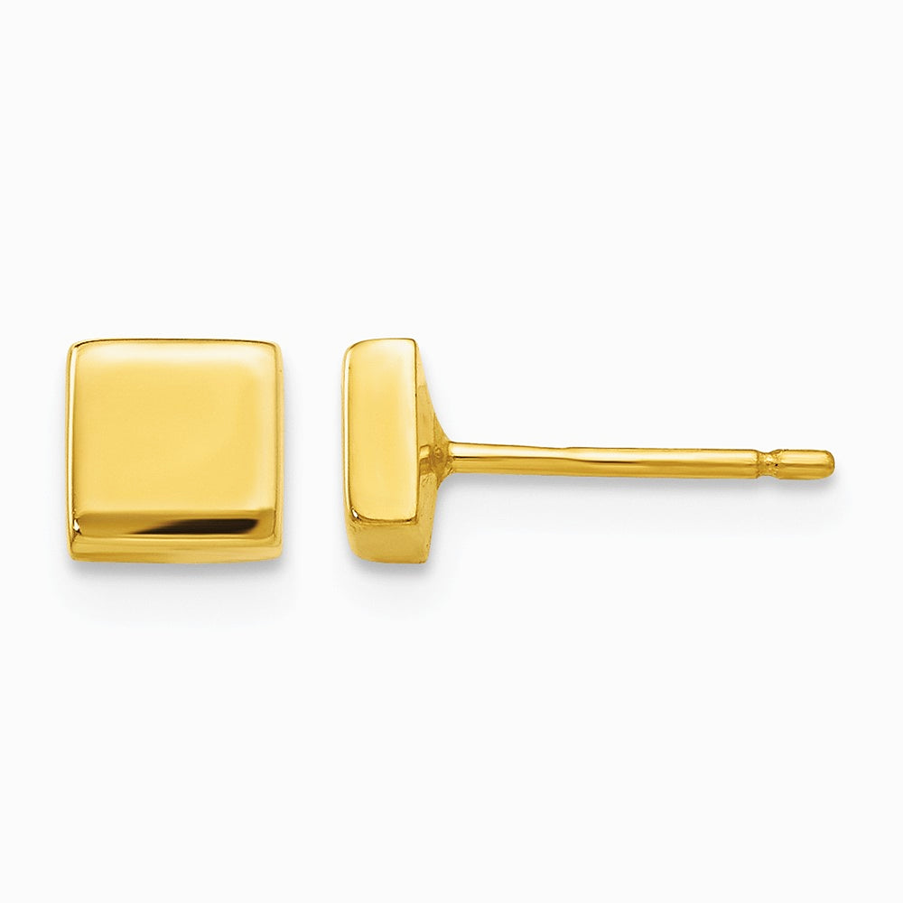 14K Yellow Gold Polished Square Post Earrings