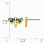 14K Yellow Gold Enameled Dragonfly Earrings - Product Photo
