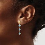 14K Yellow Gold Blue Topaz Gemstone Dangle Earrings - Product Photo