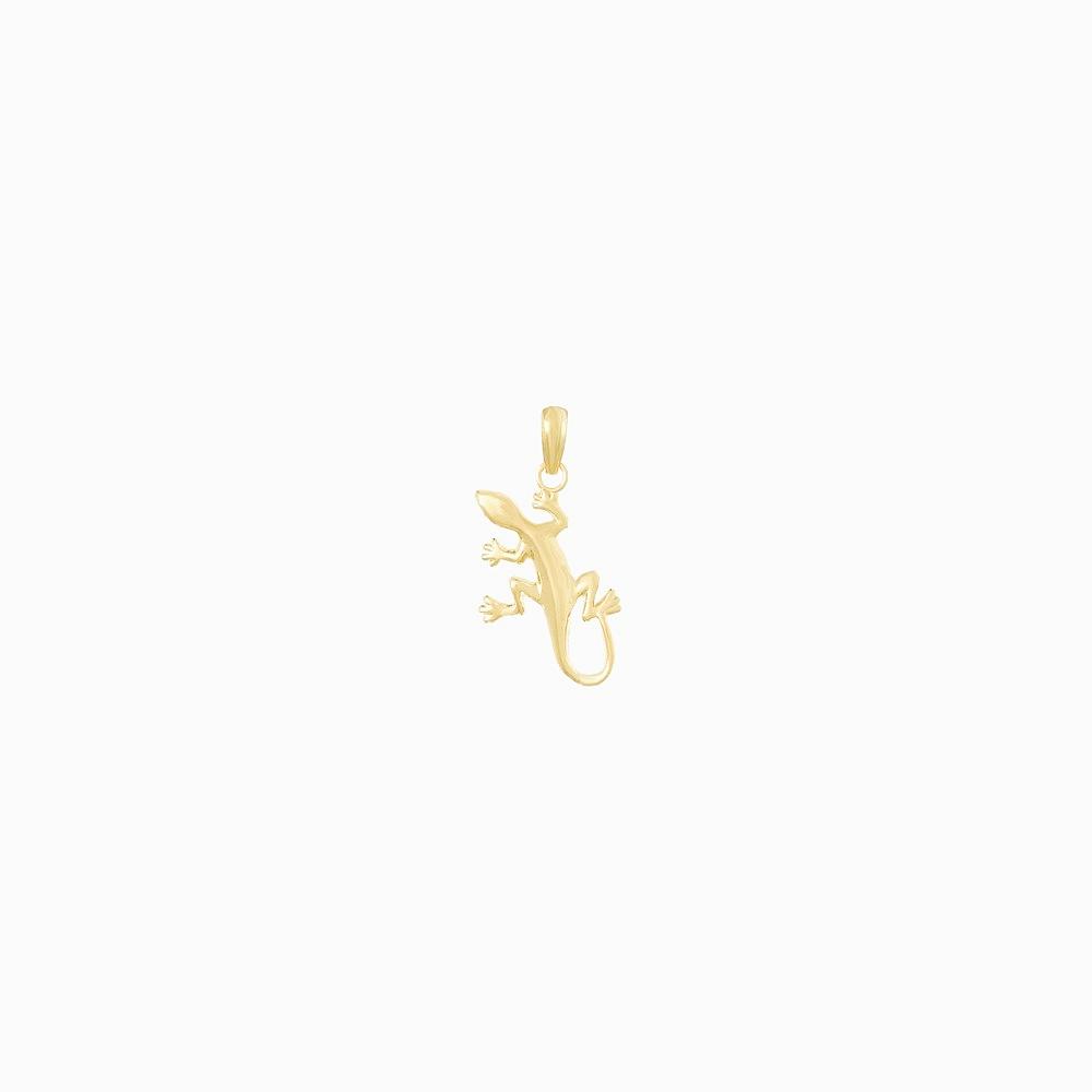 10K / 14K Yellow Gold Gecko Pendant - Product Photo