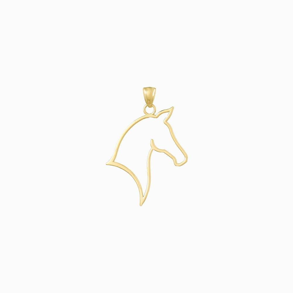 10K / 14K Yellow Gold Horse Head Pendant - Product Photo