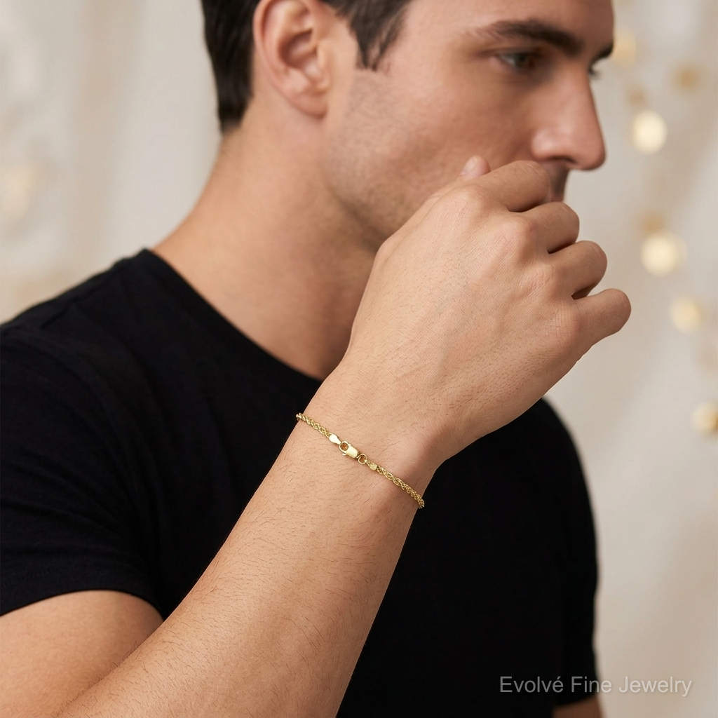 14k 1.75mm D/C Rope with Lobster Clasp Chain - Model Shot