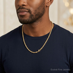 14K 6.5mm  D/C Rope with Fancy Lobster Clasp Chain - Model Shot