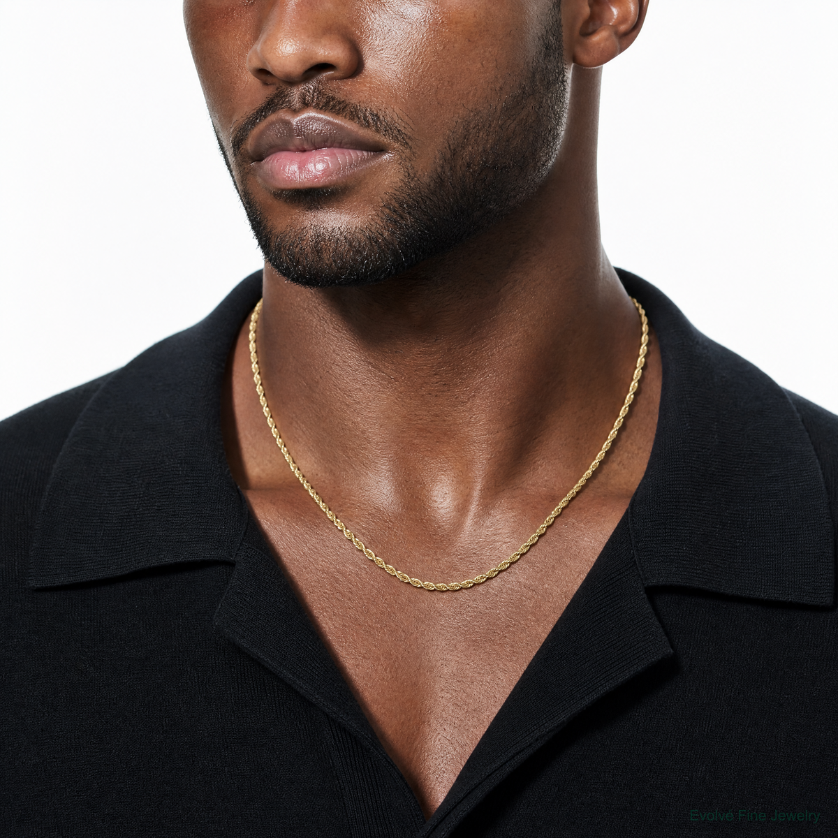 10k 3mm Semi-Solid Rope Chain - Model Shot