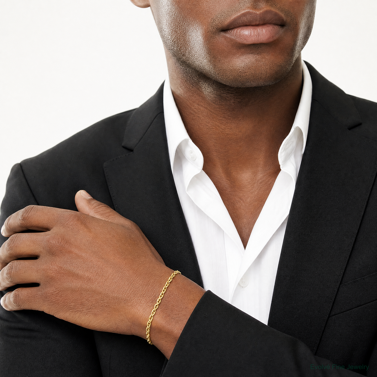 10k 3mm Semi-Solid Rope Chain - Model Shot