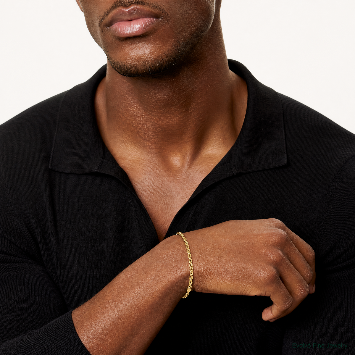 10k 2.8mm Semi-Solid Rope Chain - Model Shot