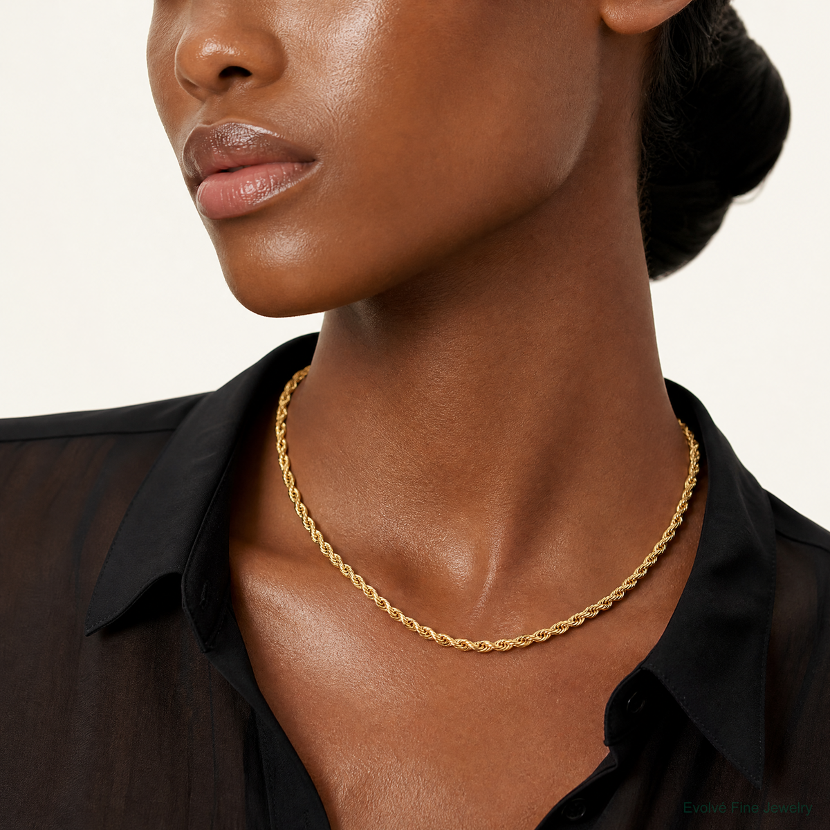 10k 4.25mm Semi-Solid Rope Chain - Model Shot