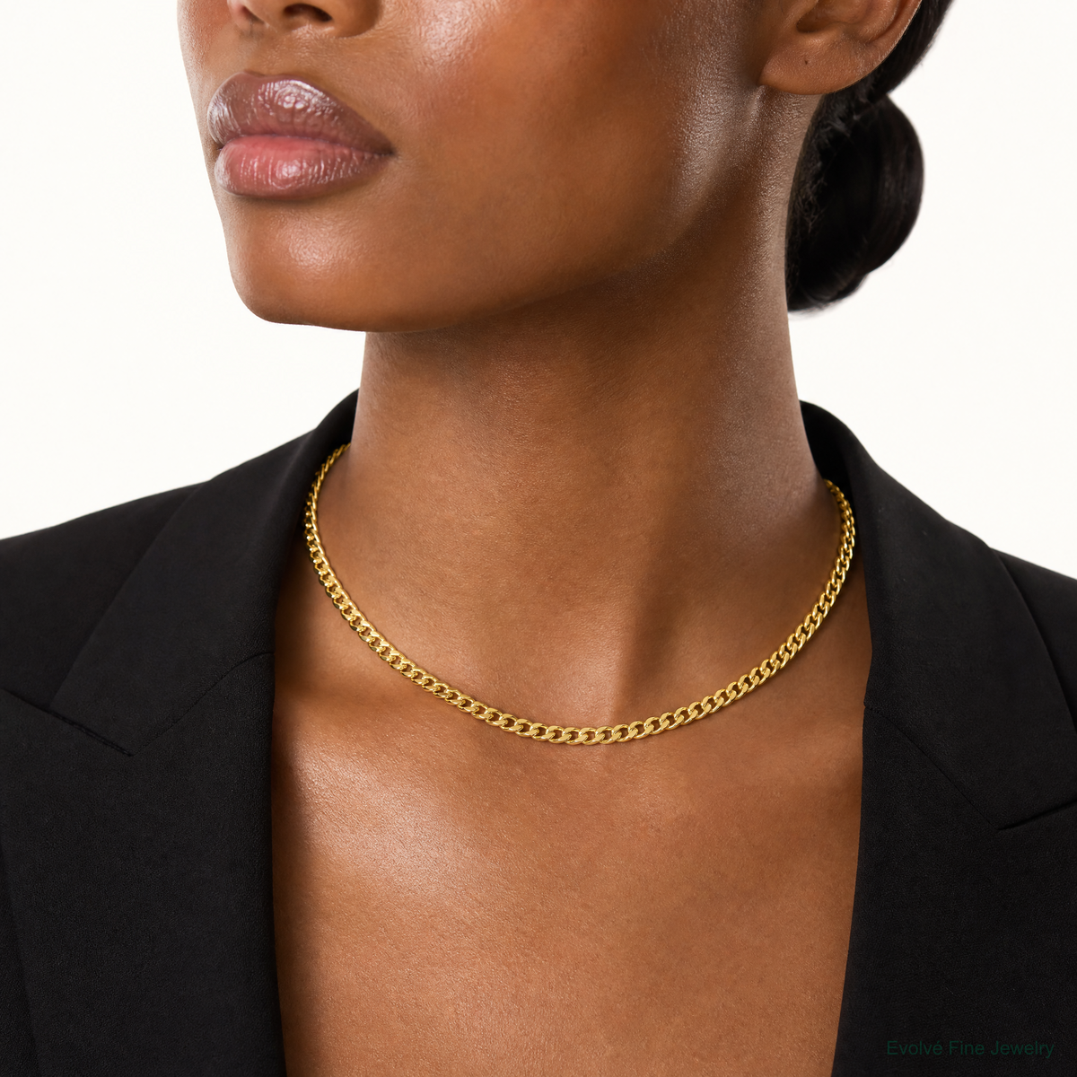 10k 4.5mm Semi-Solid Miami Cuban Chain - Model Shot