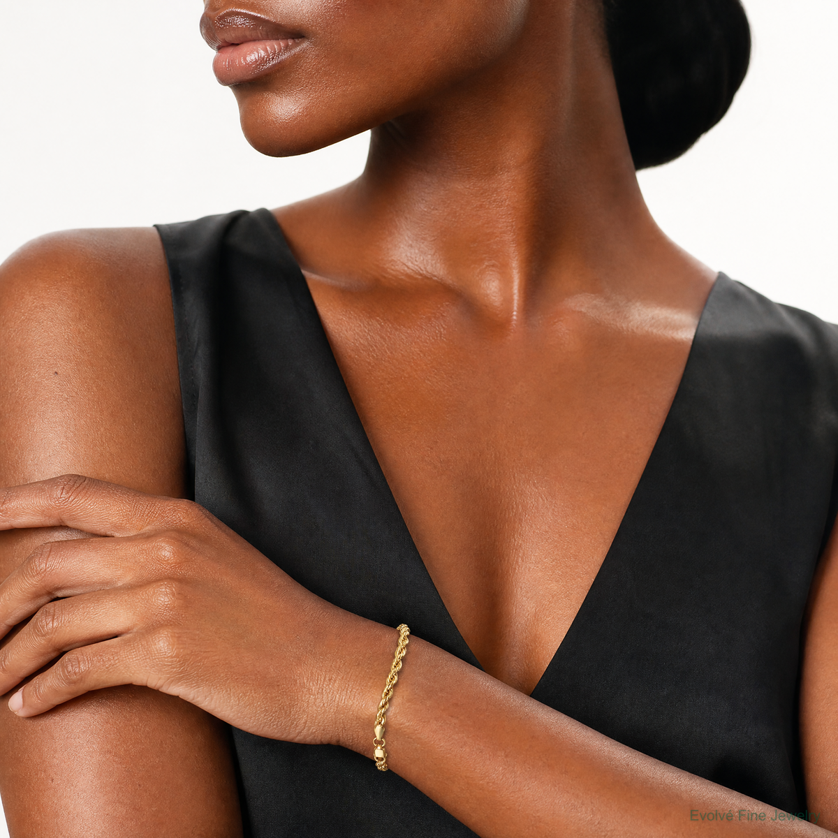 10k 3.5mm Semi-Solid Rope Chain - Model Shot
