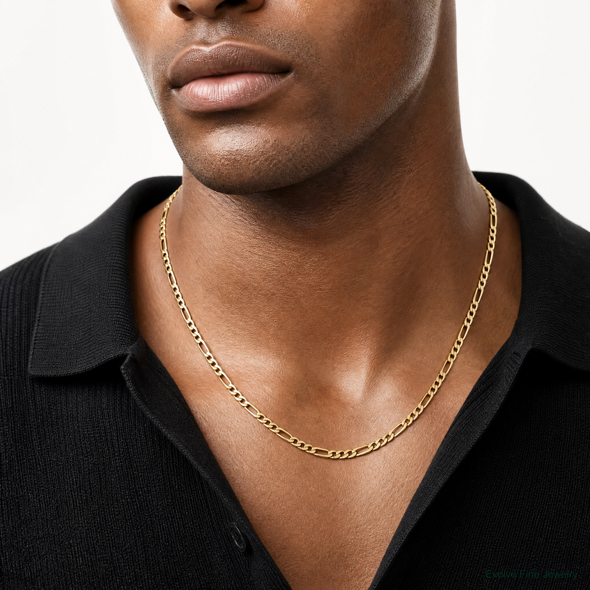 10k 5.35mm Semi-Solid Figaro Chain - Model Shot