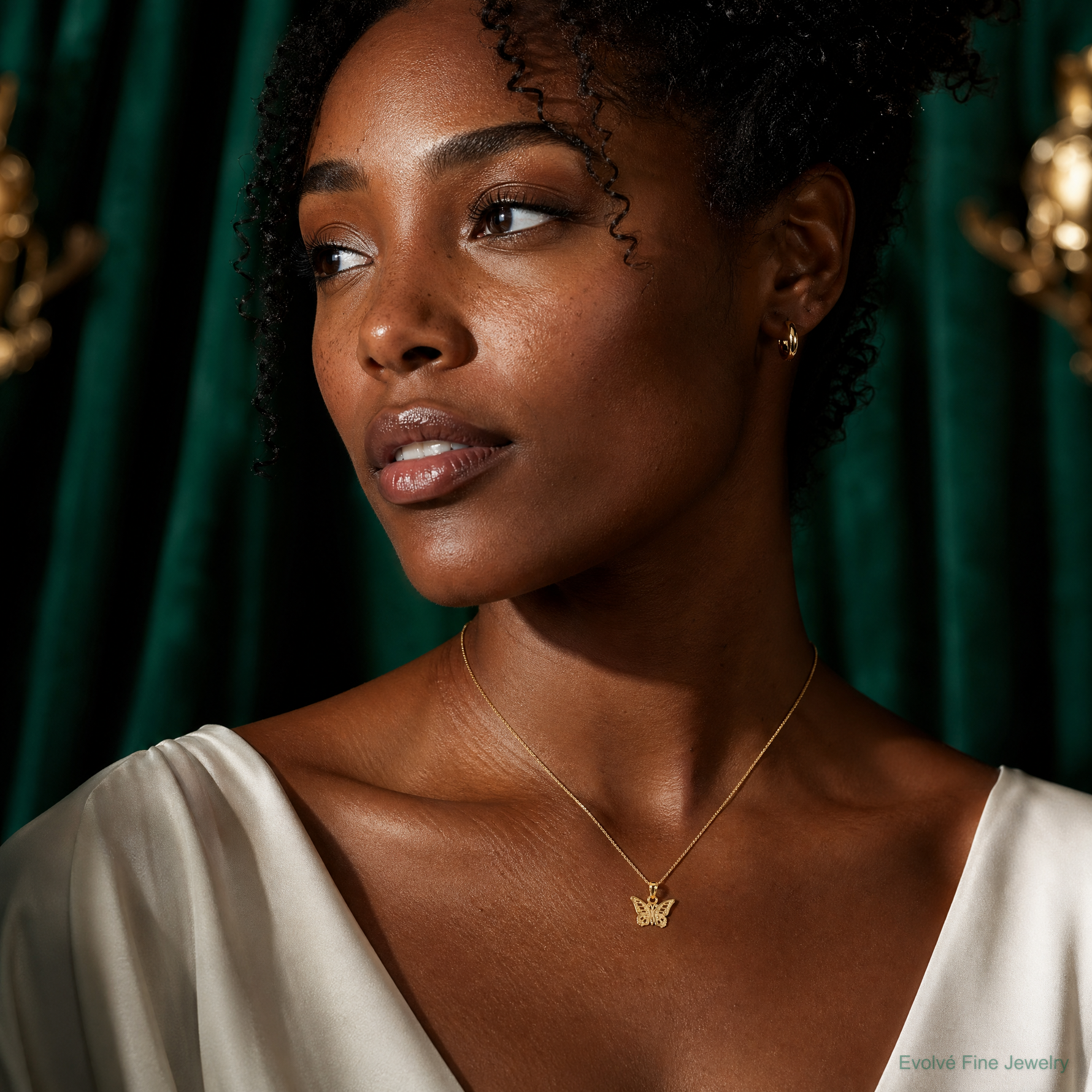 10k Butterfly Charm - Model Shot
