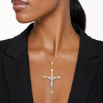 10K w/Rhodium CZ Crucifix Pendant - Model Shot