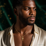 10k Diamond-Cut Cross Pendant - Model Shot