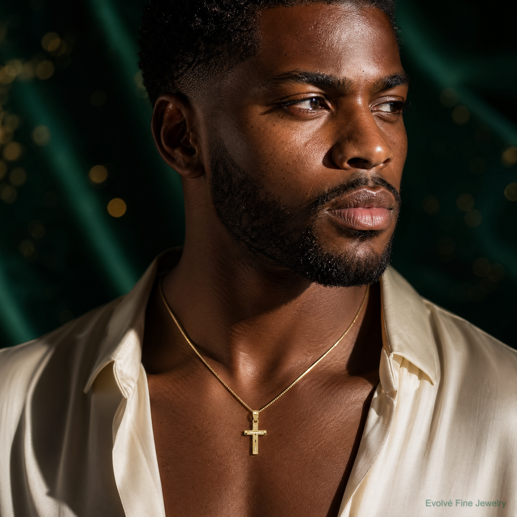 10k Diamond-Cut Cross Pendant - Model Shot