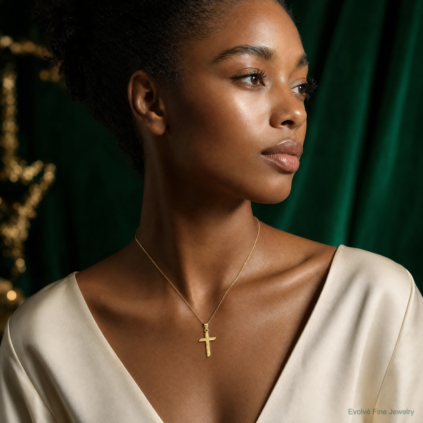 10k Cross Pendant - Model Shot